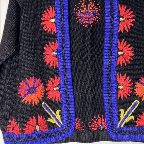 mfaboston llama/wool blend floral open cardigan - Picture 6 of 12